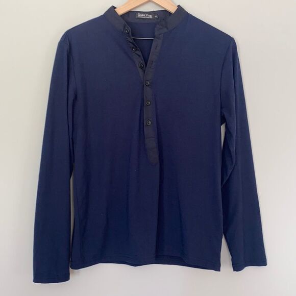 Xuan Ying Large Navy Long Sleeve Shirt - Picture 1 of 5